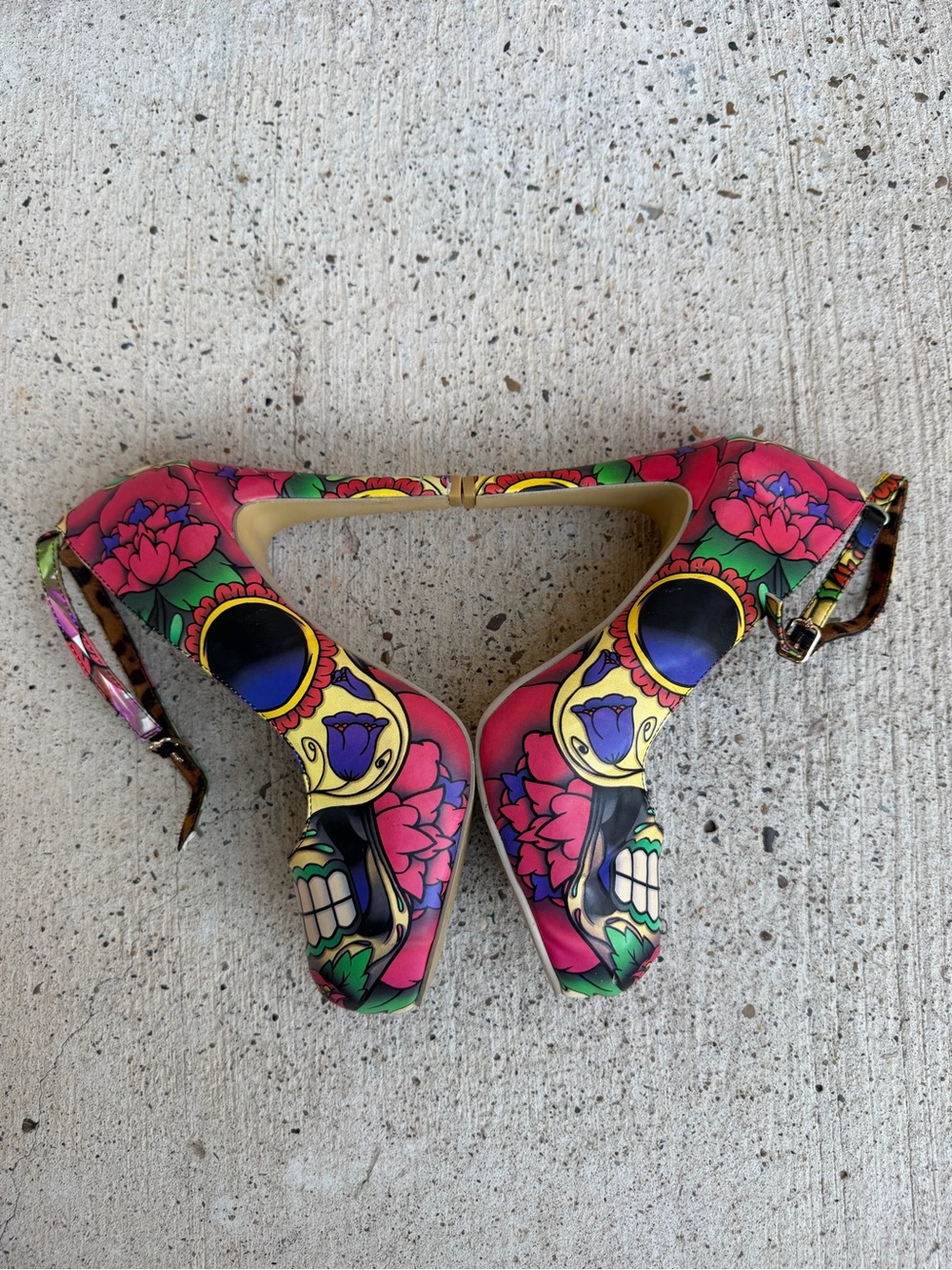 Iron Fist Sugar Skull Sweet Tooth Platform Heels Women 10 Goth Y2K - Picture 5 of 10